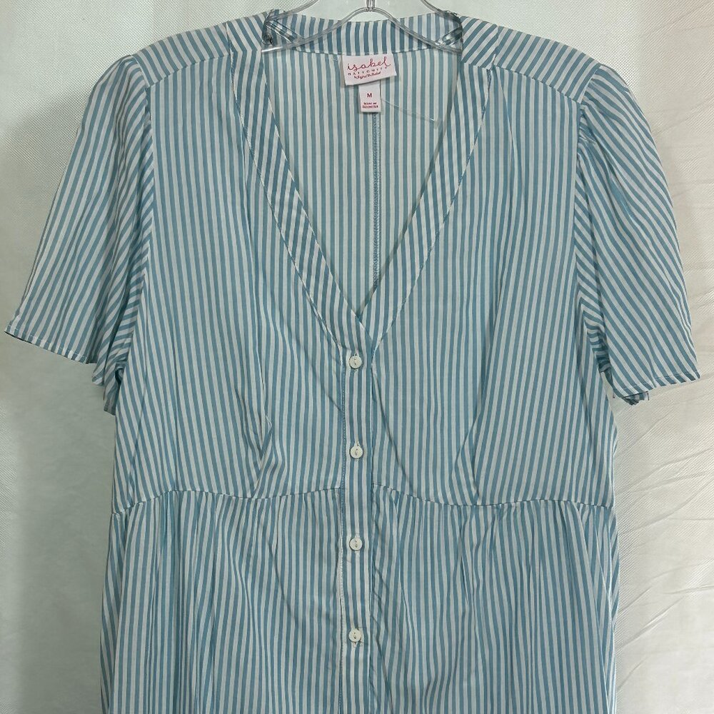 Isabel Maternity by Ingrid & Isabel Blue Striped Button-Down Blouse – Size M